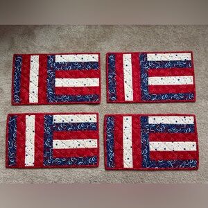 Handmade Quilted Reversible Patriotic Placemats (Set of 4)